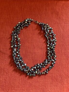 Genuine Multi-Strand Peacock Purple Freshwater Keishi Baroque Pearl Necklace